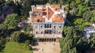 An aerial view of Sursock Palace and Museum, heavily damaged in last week's explosion. Getty Images