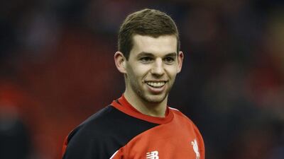 Liverpool’s Jon Flanagan shown during warm-ups on Wednesday night in his retun in the FA Cup match against Exeter. Phil Noble / Reuters