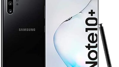 11 per cent off: Samsung Galaxy Note 10+ Dual Sim (12GB) in Aura White, Aura Black or Aura Glow, complete with the S Pen – Pre-Prime Day price: Dh2,849. Courtesy Amazon AE
