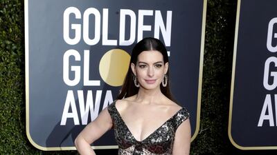 Anne Hathaway, in Elie Saab, arrives for the 76th annual Golden Globe Awards at the Beverly Hilton Hotel in Beverly Hills, California, on January 6, 2019. EPA