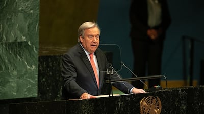 Antonio Guterres, secretary-general of the United Nations (UN), speaks during the UN General Assembly meeting in New York. President Donald Trump will take aim at Iran over its nuclear program and ambitions in the Middle East in his second address to the United Nations General Assembly on Tuesday. Bloomberg