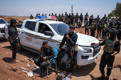 Syrian security forces have deployed on the borders of Sweida to prevent tribal forces advancing. Ahmad Fallaha for The National