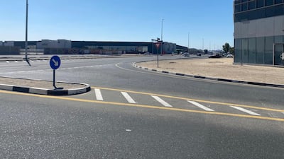 The e-scooter rider and taxi collided at this junction in Al Quoz on Thursday evening. Anam Rizvi / The National