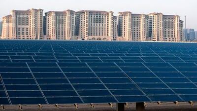 Solar panels at Masdar City in Abu Dhabi.