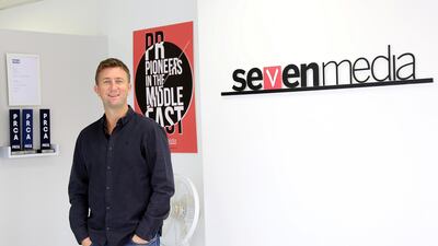 Matt Slater, co-owner of Seven Media at his offices in Dubai. Satish Kumar / The National
