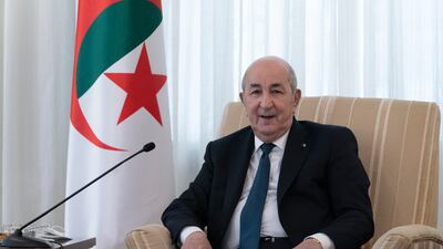 File photo of Algeria's President Abdelmadjid Tebboune,at El Mouradia Palace in Algiers, Algeria, on March 30, 2022. AP Photo
