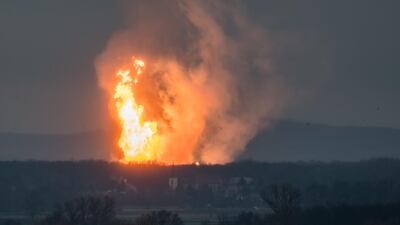 Austria's main gas pipeline hub at Baumgarten, Eastern Vienna, where an explosion rocked the site. Tomas Hulik / AFP