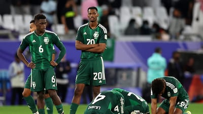 Dejected Saudi Arabia's players after their penalty shootout defeat to South Korea in the Asian Cup last-16 game at Education City Stadium on January 30, 2024, in Al Rayyan. Getty Images