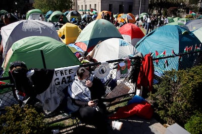 Tent protests at Columbia University have inspired similar unrest around the US and Europe. AFP
