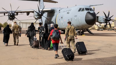 British Nationals board an RAF aircraft for evacuation of civilians to Larnaca International Airport in Cyprus. The elderly British couple were left behind in the operation as they could not reach the airfield. AP