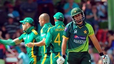 Nasir Jamshed, right, was among the runs in the last game against West Indies, but South Africa will be tougher opponents. Alexander Joe / AFP