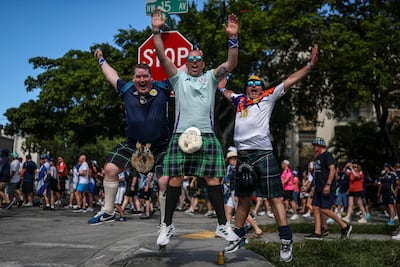 Scottish supporters at Little Havana in Miami where their kilts have made quite the impression. AFP