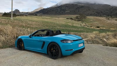 3. Porsche 718. The Boxster, pictured in its GTS form, and the Cayman can both be bought in manual spec, and both are tonnes of fun. Adam Workman / The National