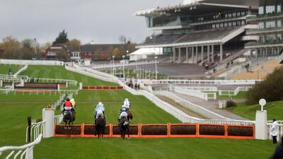 Empty stands at Cheltenham Racecourse due to Covid-19 restrictions during the Masterson Holdings Hurdle on Saturday, October 24. Getty