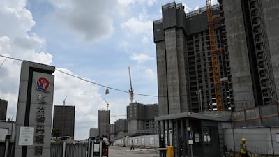 A general view shows Evergrande residential buildings under construction in Guangzhou, China. AFP