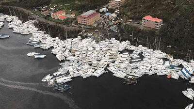 Boats clustered together after Hurricane Irma. The death toll from Hurricane Irma has risen to 22 as the storm continues its destructive path through the Caribbean. The dead include 11 on St Martin and St Barts, four in the US Virgin Islands and four in the British Virgin Islands. There was also one each in Barbuda, Anguilla, and Barbados. The toll is expected to rise as rescuers reach some of the hardest-hit areas. Caribbean Buzz via AP