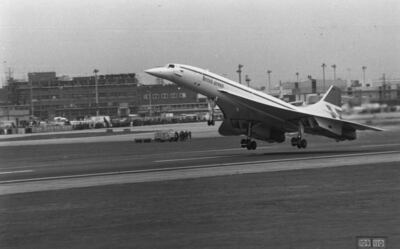 Concorde's first commercial flight takes off at Heathrow Airport in London on January 21, 1976. Getty Images