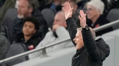 Manchester United's manager Ole Gunnar gets animated. AP