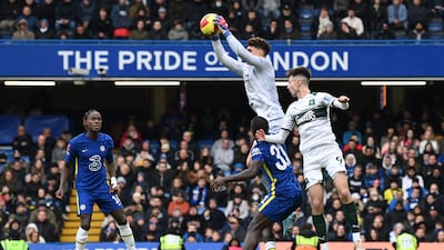 Chelsea's Spanish goalkeeper Kepa Arrizabalaga catches the ball at Stamford Bridge on Saturday. AFP