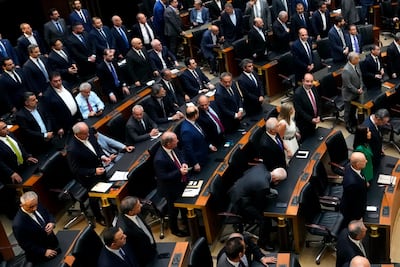 Lebanese lawmakers gather to elect a president at the parliament building in Beirut last Wednesday. AP Photo