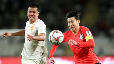 Son Heung-Min, right, in action for South Korea against China in the Asian Cup. Reuters