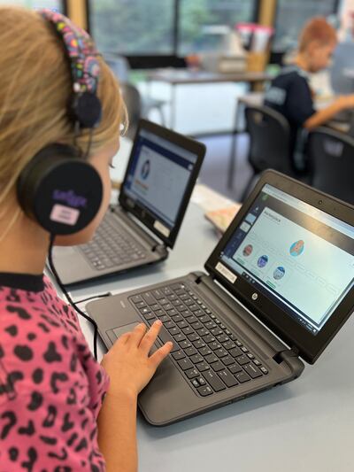 A pupil uses the Squirrel education platform to learn about financial literacy. Photo: Squirrel