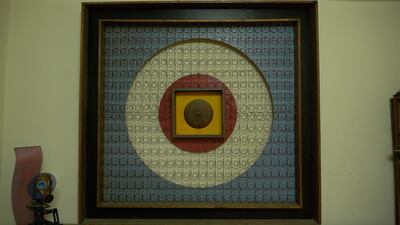 A work in his flat made from an old mattress springboard. Now in his late 50s, Mafadleh developed interest in art while studying mathematics and computer science. Amy McConaghy / The National