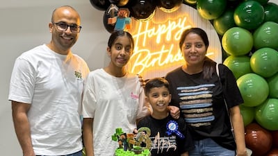 Anubha Srivastava, right, pictured with her children and husband, trusts the UAE to protect all residents from the Iranian attacks. Photo: Srivastava family