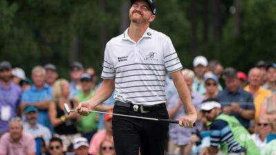 Jimmy Walker of the US reacts to missing a putt on the ninth green. Shawn Thew / EPA