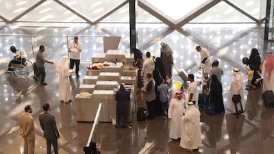 Mecca's train station busy with passengers keen to experience the high speed rail system. AFP