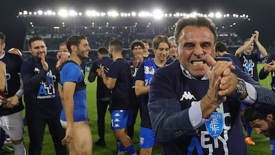 Fabrizio Corsi, president of Empoli, celebrates the victory. Getty