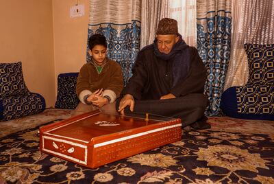 Ghulam Mohammad Zaz says he is the last man who makes traditional musical instruments on the Indian side of Kashmir. Wasim Nabi for The National