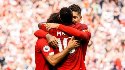 Liverpool's Sadio Mane celebrates scoring his side's equaliser against Newcastle. EPA