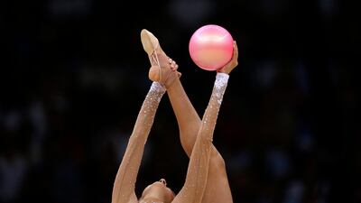 Russia's Evgeniya Kanaeva performs during the rhythmic gymnastics individual all-around final at the 2012 Summer Olympics. Gregory Bull/AP Photo