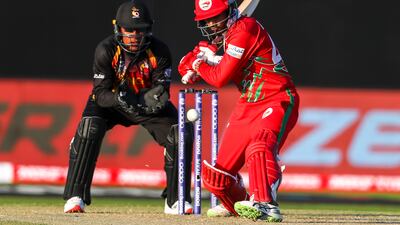 Oman's Aqib Ilyas hit an unbeaten 50 against Papua New Guinea. AP