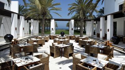 Above, the Arabian Courtyard at The Chedi in Muscat, which offers authentic Arabic mezze selection, shawarma and kebabs. Courtesy GHM Group