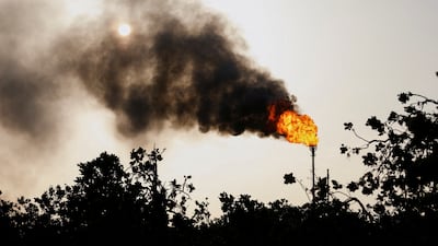 Gas flares are seen at an oil and gas installation in Punta de Mata, Venezuela. Reuters