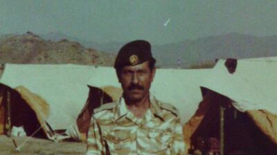 Majida Obaid’s father at Al Mirqab military camp in Sharjah in late 1960s or early 1970s. He worked at the school in the camp.