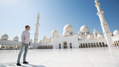 New York City FC player Ben Sweat at Sheikh Zayed Grand Mosque in Abu Dhabi. Courtesy New York City FC