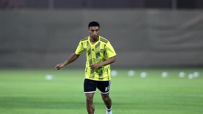 UAE's Mohammed Jumah during training before the game between the UAE and Vietnam. Chris Whiteoak / The National
