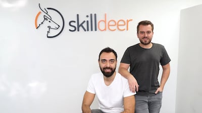 Orkun Gedik (L) and Philipp Tachas, co-founders of online skills development company Skilldeer. Chris Whiteoak / The National