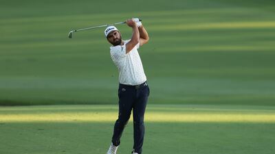 Antoine Rozner of France plays his second shot on the 18th hole on day three of the DP World Tour Championship. Getty Images