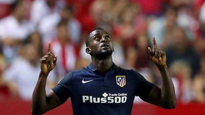 Atletico Madrid's Jackson Martinez celebrates after scoring against Sevilla on Sunday during his team's 3-0 La Liga victory. Marcelo del Pozo / Reuters / August 30, 2015