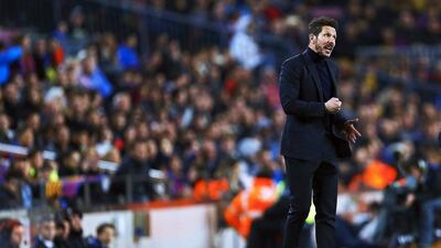 Atletico Madrid manager Diego Simeone reacts during the match. Alejandro Garcia / EPA