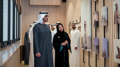 Sheikh Mohamed spoke with exhibitors and was briefed on the participation of a number of international companies in the field of hunting and equestrian industries