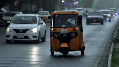Traffic during a sandstorm in Baghdad. AFP
