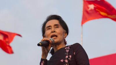 Aung San Suu Kyi can't bring herself to construct a sentence that radiates compassion or concern for the Rohingya. Khin Maung Win / AP