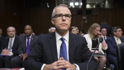 Acting FBI director Andrew McCabe appears before the US Senate select committee on intelligence in Washington, DC, on May 11, 2017. Michael Reynolds / EPA