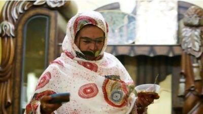 Sheikha Ali Saif Al Qaydi showing the raw honey and filtered honey at her home in Al Munai village in Ras Al Khaimah. ( Pawan Singh / The National )