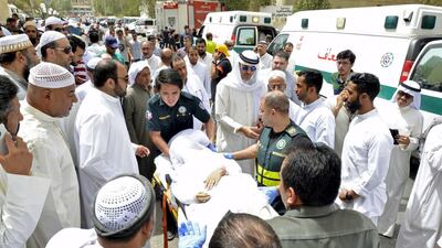 The suicide bomb attack at Imam al-Sadeq Mosque that killed 25 people during Friday prayers. Stringer / Reuters